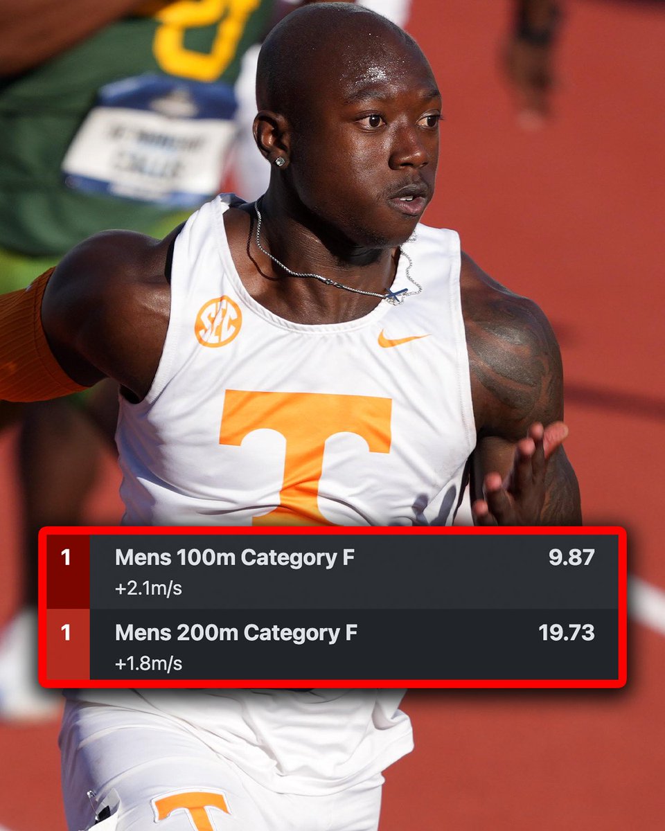 🇺🇸T'Mars McCallum takes the 200m world lead from 🇧🇼Letsile Tebogo with a 19.73 after he ran a wind aided 9.87 100m at the Ed Murphey Classic!