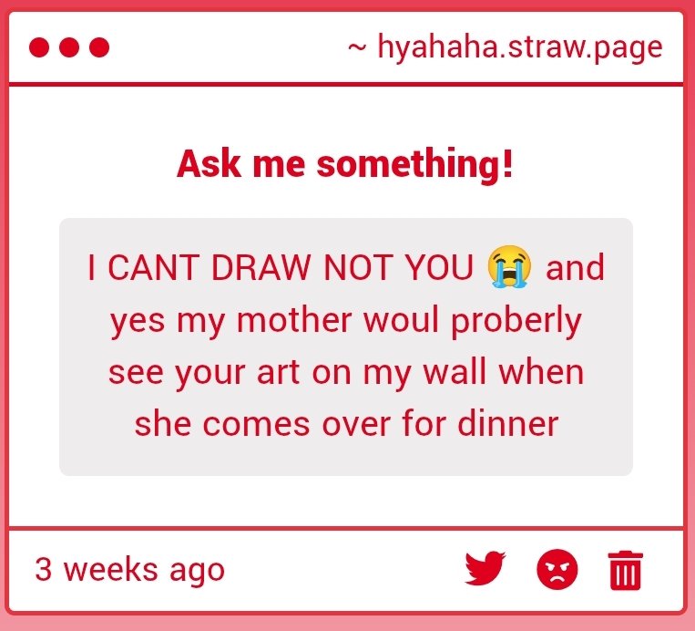 I have absolutely no idea what is going on here but yeay someone said my art is comforting, that's a win :D
hyahaha.straw.page