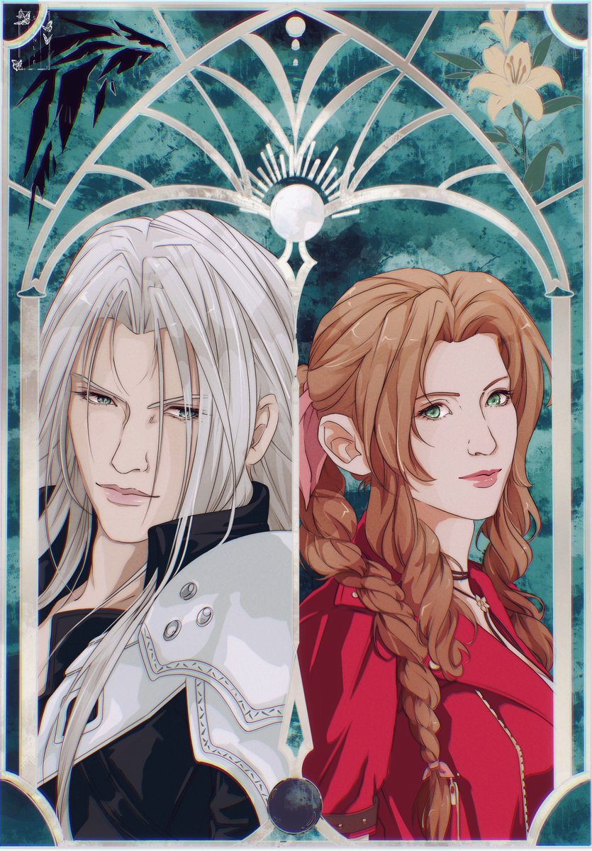 #Aeriseph week 2025 - Aerith lifestream white &amp; Sephiroth Lifestream black 🤍 🖤 
First Day