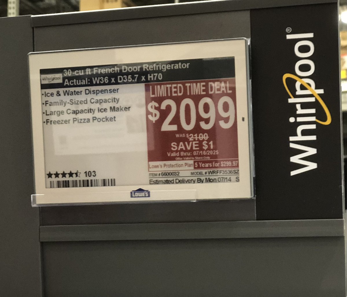 tomlappas's tweet image. If you're looking for a new refrigerator, good luck finding a better discount on one than this amazing deal at Lowe's...