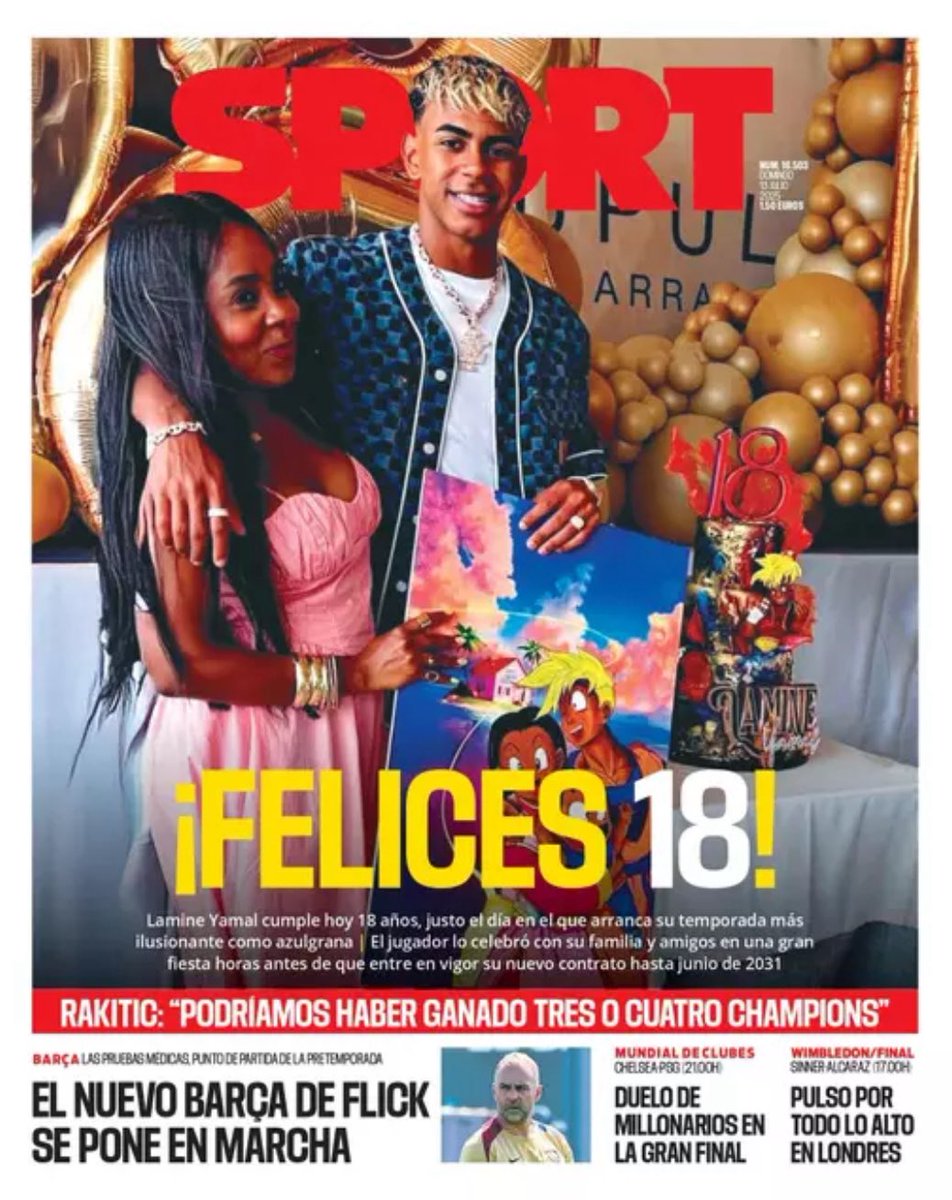 🎉 Lamine Yamal turns 18 and signs until 2031 🔵🔴 Flick's new Barça kicks  off 💬 Rakitic: “We could have won 3-4 Champions Leagues”, image size:952x1200