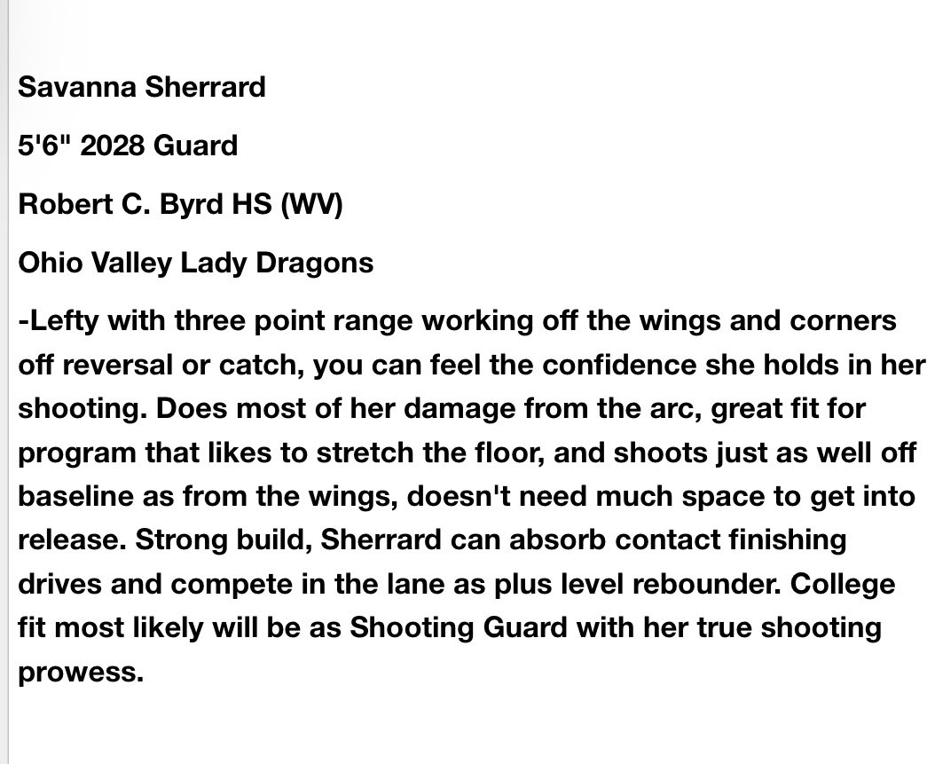 Savanna Sherrard (@savannasherrard) on Twitter photo <a href="/FiveStateHoops/">Five State Hoops</a> thanks for the player evaluation! I’m looking forward to continuing to improve my game and preparing for the next level! #classof2028 #prepgirlshoops ##pghwestvirginia <a href="/FiveStateHoops/">Five State Hoops</a> thanks for the player evaluation! I’m looking forward to continuing to improve my game and preparing for the next level! #classof2028 #prepgirlshoops ##pghwestvirginia