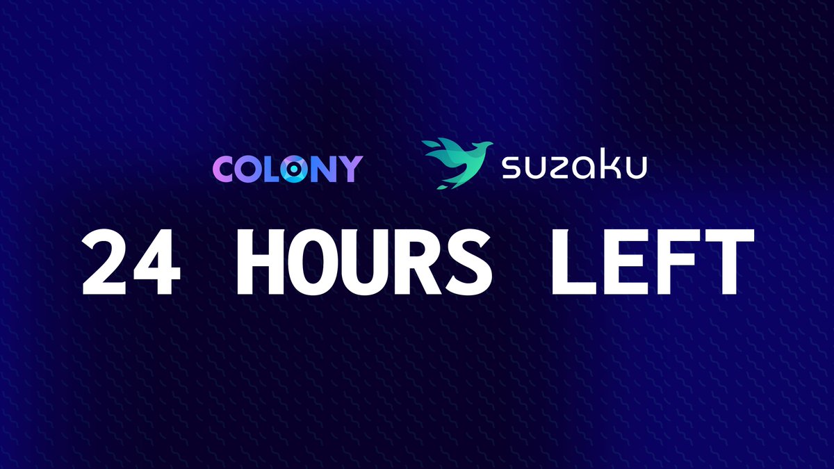 🚨 24 HOURS LEFT!

Suzaku will move to the Analysis phase on Monday.

Only those who committed ANT during the current phase will be able to confirm their allocation with $USDC.

👉 app.colonylab.io/early-stage/de…

Secure your spot now!