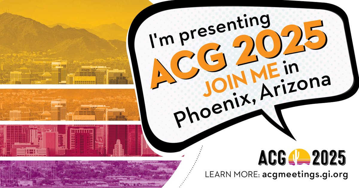 Thrilled to share that several abstracts have been accepted for #ACG2025!
Gastrostomy tubes, Lymphocytic esophagitis, Lymphocytic colitis, Biologics in UC, Gardner's syndrome, and more

Next stop: Phoenix! 🌵📊
<a href="/AmCollegeGastro/">ACG</a> 
#GITwitter