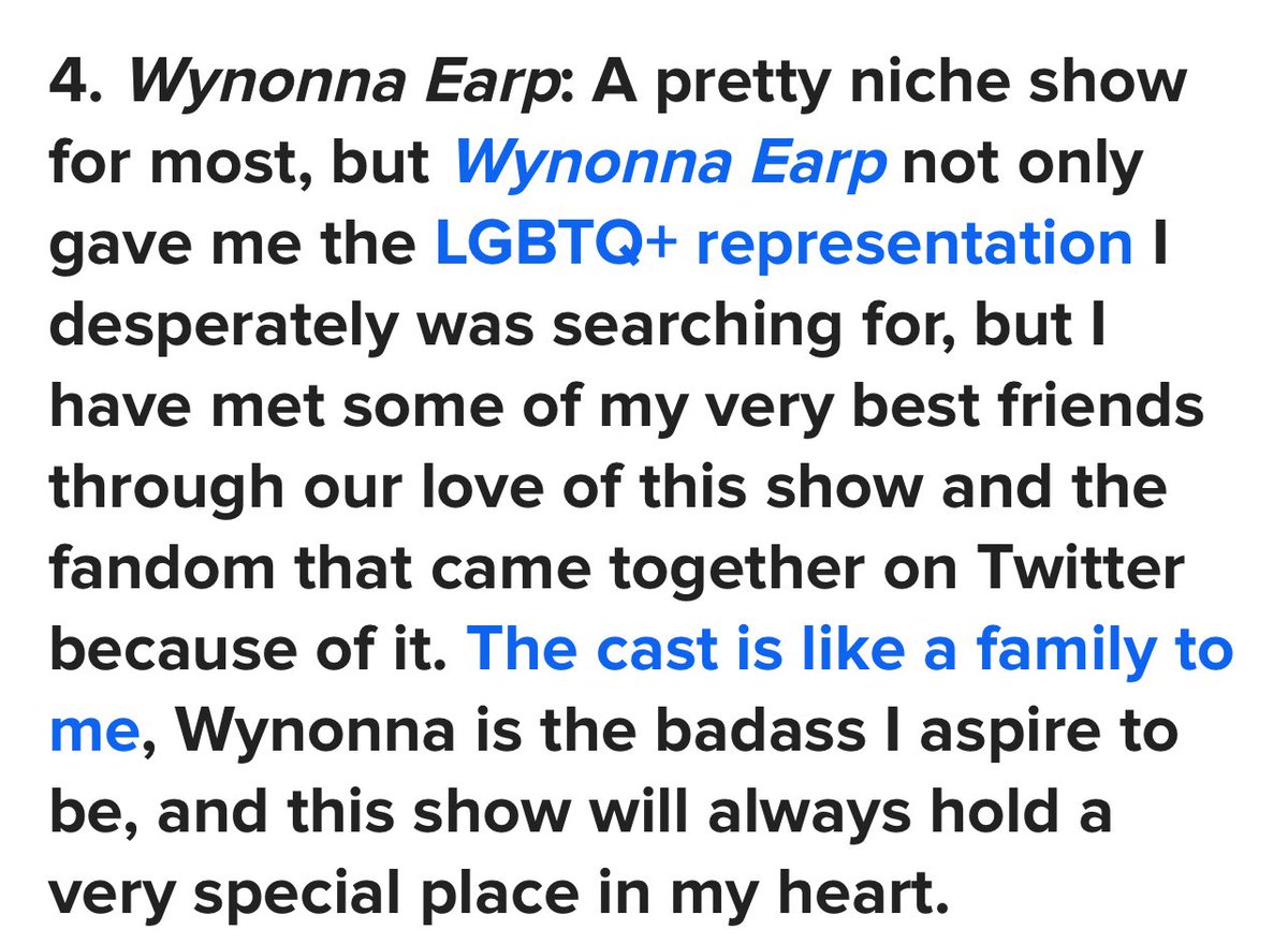 Nice <a href="/BuzzFeed/">BuzzFeed</a> <a href="/noradominick/">Nora Dominick</a> write up with an Earp mention 🥰

📰 buzzfeed.com/noradominick/t…

#WynonnaEarp
