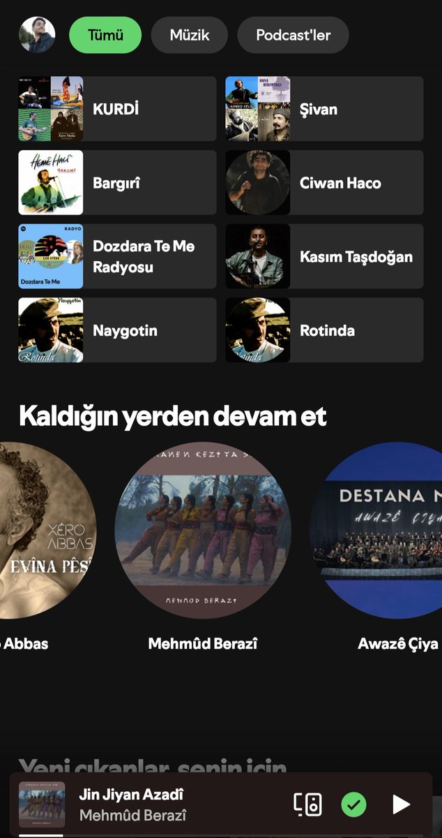 Rupela min ya spotifye û hunermende kurd; Mihemmed şexo, hozan serxed,aram tîgran çen xebik hunermend navîyeda  hunda bîne nadin xuya min biburînin🎶🎵 #sitrankurdîxweşin ✅️