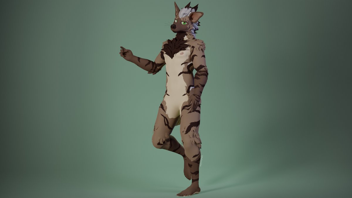 Melon1te's tweet image. A Yena for Stinkyeen! Featuring custom hair, chest fluff, plantigrade legs and other small additional edits!
Base by Kapka
#render #vrchatfurry
