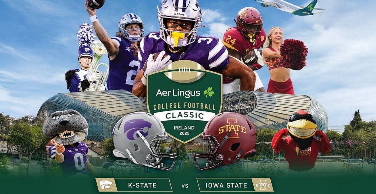 JohnFricke's tweet image. 6 weeks from today these two Big-12 rivals kick off CFB (I still say the season should kick off in Atlanta and not Ireland).