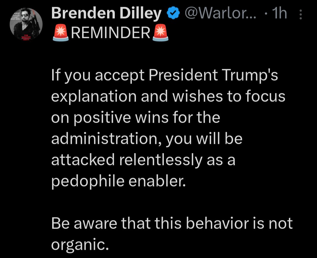 MAGA influencer rulebook:

- Defend Trump, no matter how grotesque

- If critics call you a pedo-enabler, scream “psyop”

- Never ask why Trump won’t just deny it

MAGA is no longer a movement.
 
It’s crisis PR for a collapsing brand.