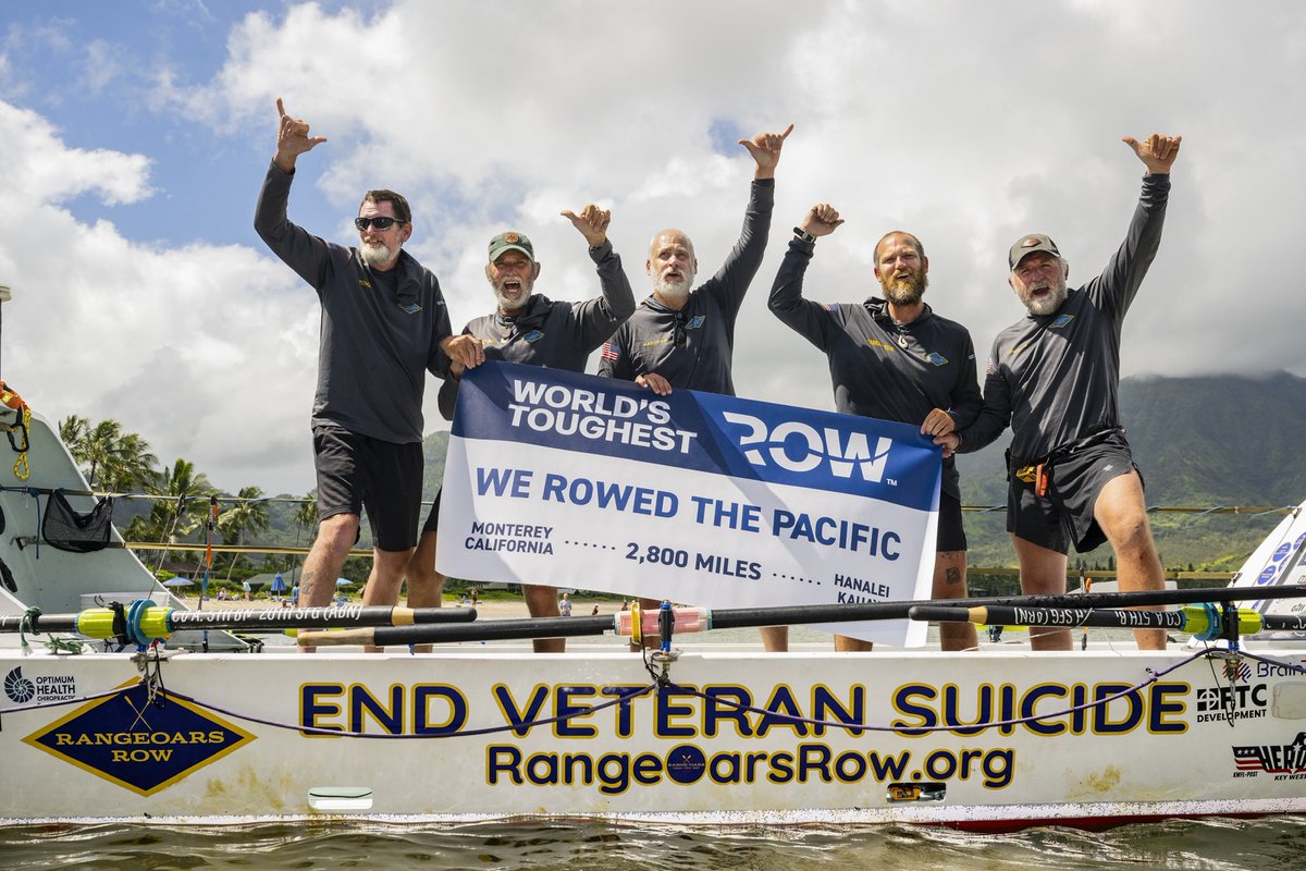 toughestrow's tweet photo. First ALL american🇺🇸 team of veterans to cross the mid-pacific ROWING!!!!
2800 miles🤙🏼

@Michael101753 

#worldstoughestrow #veterans #usbases #USA https://t.co/oqsejh26wD