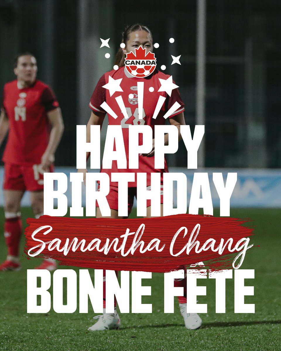 CANWNT's tweet image. Sending you warmest wishes on your birthday!
Have a fantastic day, @sammy_c23 🎉 //
On t'envoie nos meilleurs vœux pour ton anniversaire !
Passe une journée fantastique, Samantha 🎉
#CANWNT