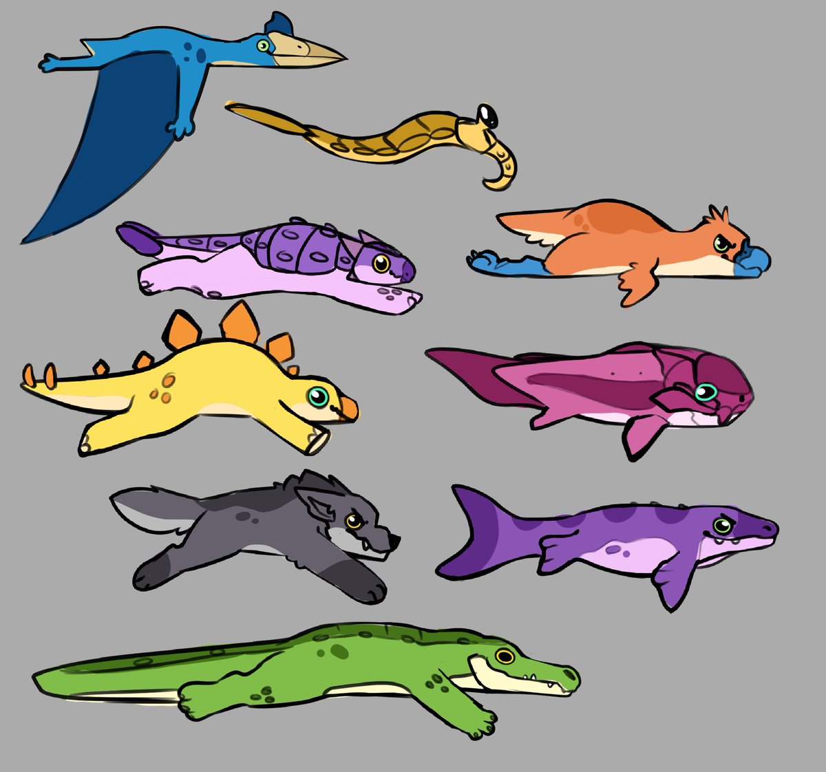 Final designs for the prehistoric pals!!