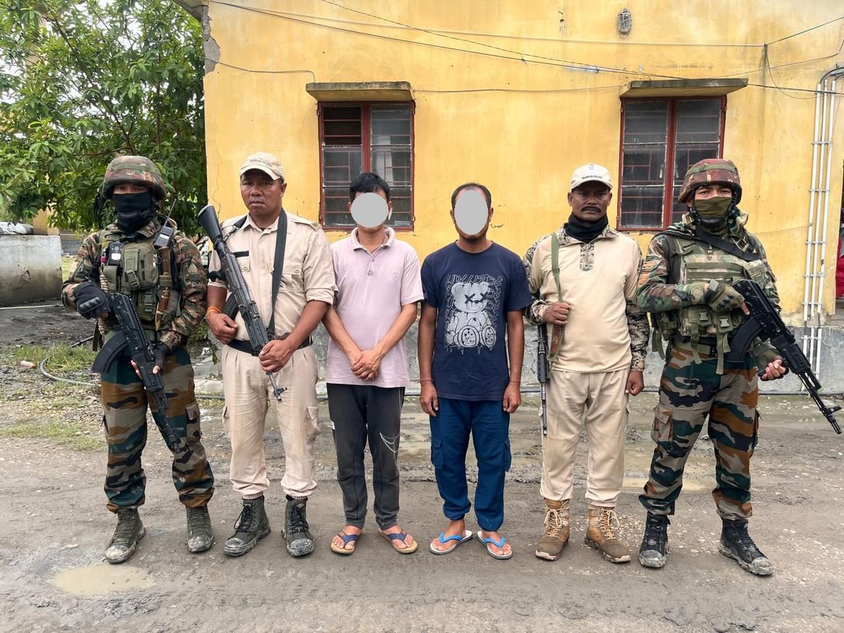 On 12.07.2025, security forces arrested two active cadres of KYKL from Laikhong, Thoubal Dam-PS, Imphal East district. The arrested cadres are identified as:
i.Sagolshem Lalit Meitei (36) of Itham Mamang Leikai, Thoubal Dam-PS, Imphal East district,
ii. Ahongshangbam Tomba Singh