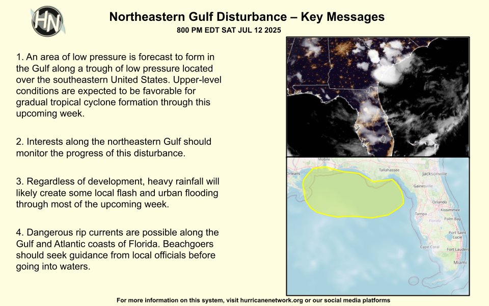 There is a low chance of tropical cyclone formation in the next seven days but a low pressure system could form over the next couple days that could lead to tropical cyclone formation. Here are the Key Messages about this disturbance: 

thnlink.com