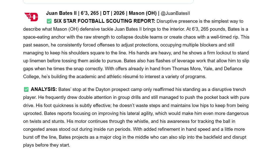 Thank you for the write up <a href="/sixstarfootball/">Six Star Football | PLUS+</a> <a href="/MasonCometsFB/">Mason Football</a> <a href="/Coach_Mason90/">Demetrius Mason</a> <a href="/DaytonFootball/">Dayton Football</a> <a href="/PrepRedzoneOH/">Prep Redzone Ohio</a> <a href="/OhiosElite1/">Ohio’s Elite</a> <a href="/AustinSchaffer2/">Austin Schaffer</a>