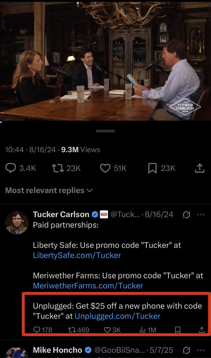 GooBiiSnacks's tweet image. 🚨🚨
Tucker promotes the Erik Prince Unplugged phone designed by IDF 8200 intelligence. It’s an Israeli surveillence phone with the explosive option when needed. 
Remember the pagers?
He also promotes ‘Levels’ which is a biotech health data tracking company with ties to…