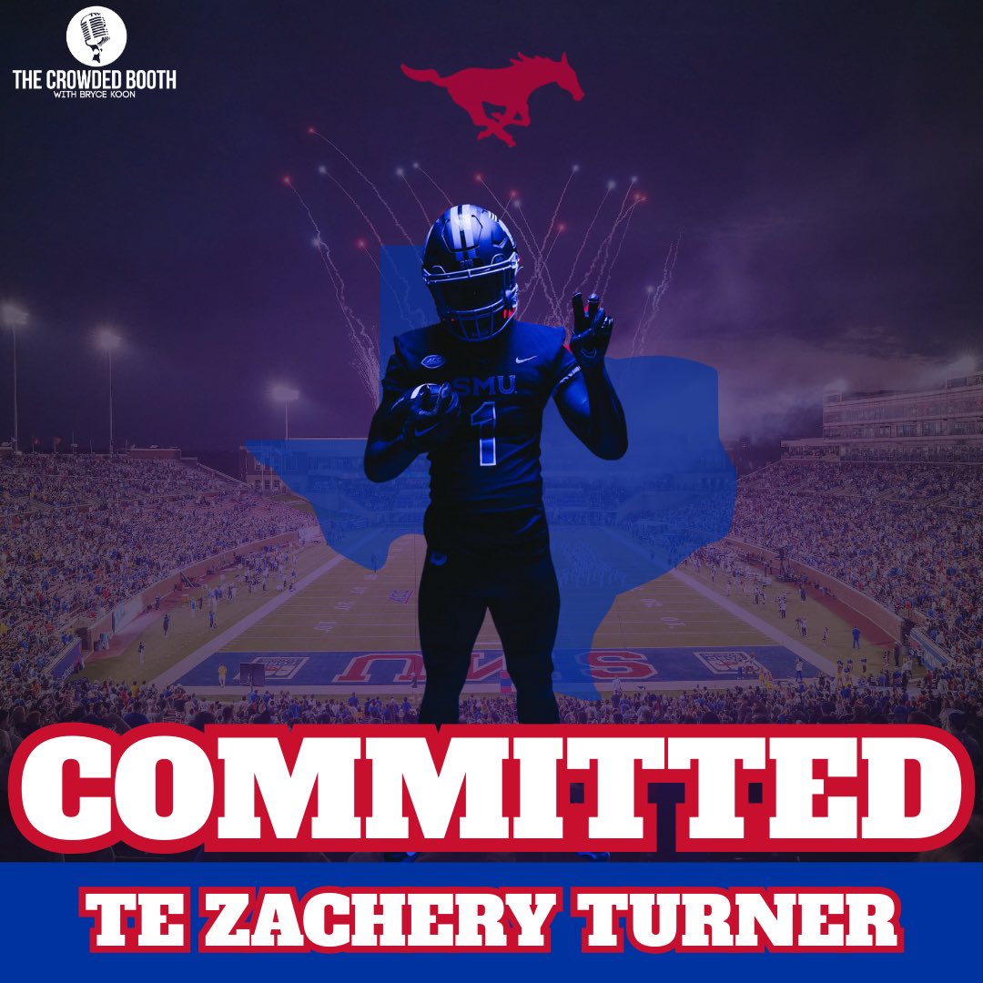 thecrowdedbooth's tweet image. 4⭐️ TE Zachery Turner commits to #SMU over Miami and Pitt
The Duncanville (Tx.) product has caught 88 passes for 1,558 receiving yards and 24 TD’s throughout his high school career
#PonyUp 🐎