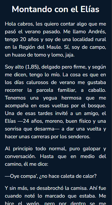 𝗥𝗘𝗟𝗔𝗧𝗢: MONTANDO CON EL ELÍAS 🍆🔥

𝗥𝗘𝗟𝗔𝗧𝗢 𝗖𝗢𝗠𝗣𝗟𝗘𝗧𝗢: kyunix.com/montando-con-e…