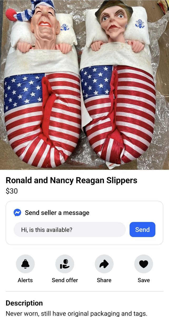 adamquinnphd's tweet image. &quot;For sale: Ronald and Nancy Reagan Slippers. Never worn.&quot;