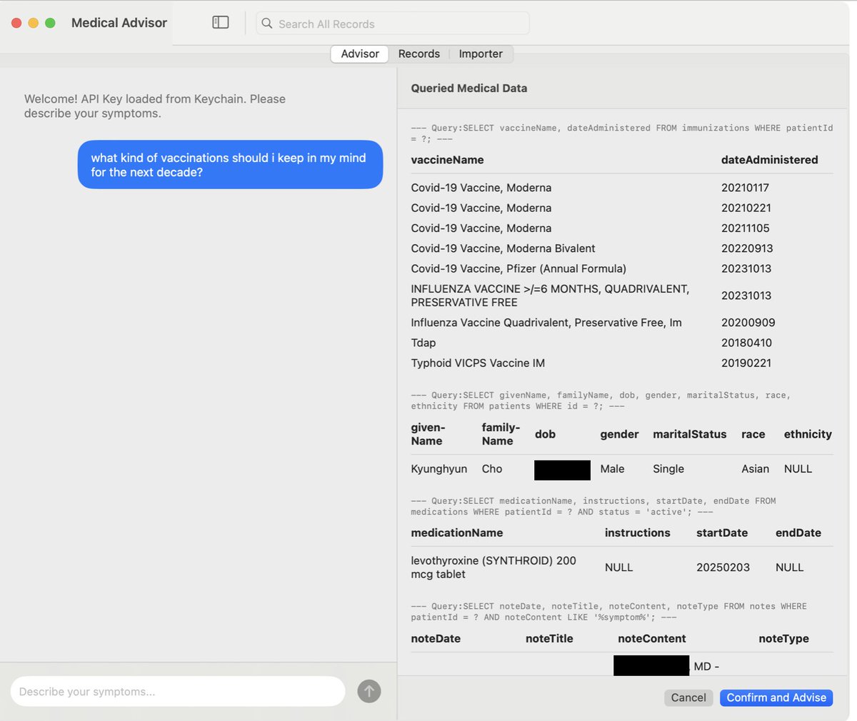 kchonyc's tweet image. EPIC never sent me any offer, not to mention a zuck-level one, and thus, out of spite, i've tried to build a Mac native app of my personal medical advisor.
still waiting for a call with a zuck-level offer from EPIC 🤑
p.s. swift coding with gemini sucks ... please get to…