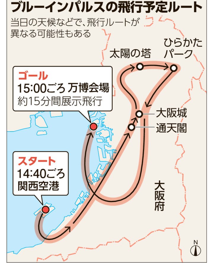 【万博】ブルーインパルスの飛行予定ルート