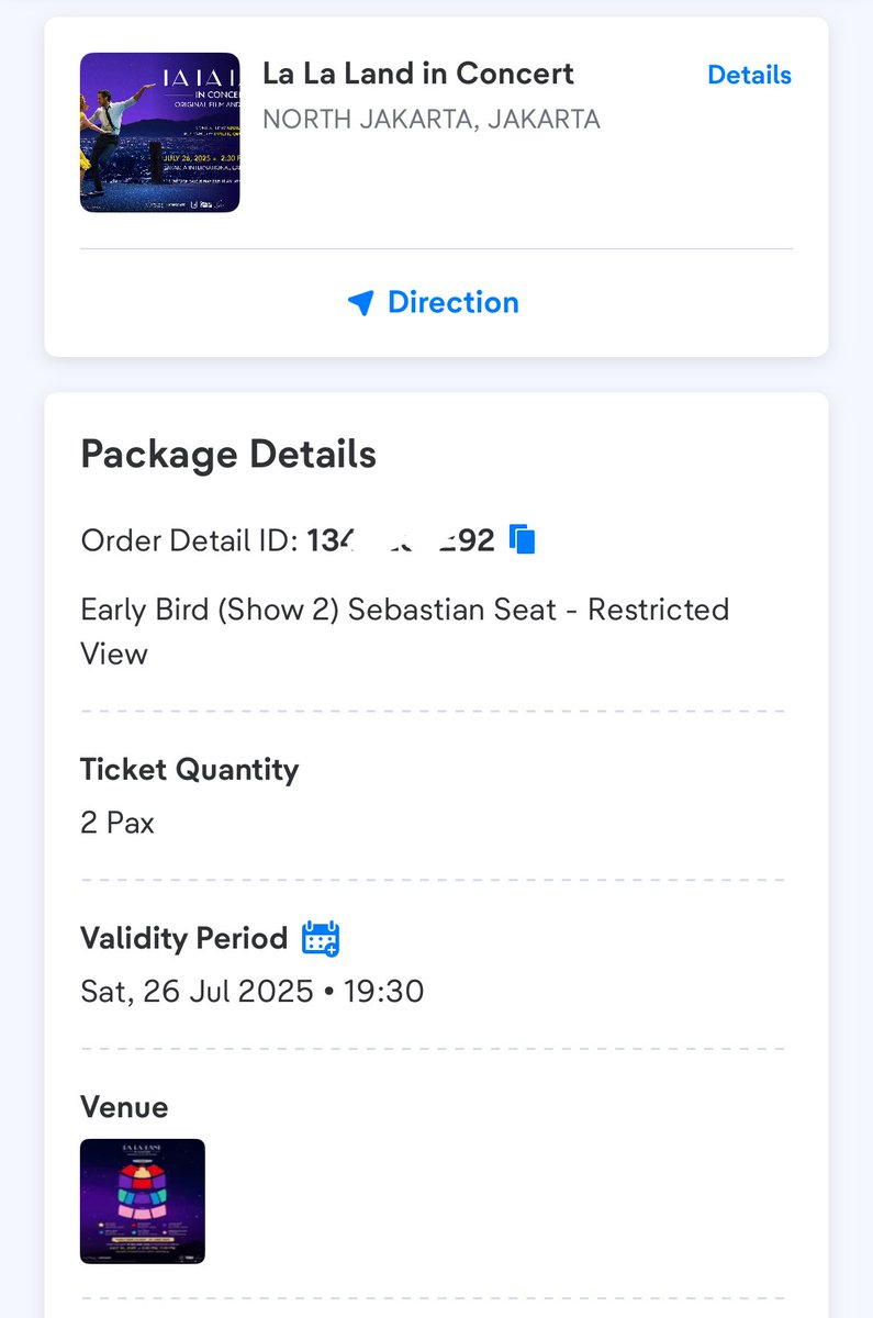 brachyotiz's tweet photo. WTS 2 ticket LaLaLand in Concert Show 2 (19:30) Sebastian Seat. Dijual karena ternyata gajadi bisa dateng. Harga normal website yaaa (nego) ☺️ #wts #lalaland #lalalandinconcert #zonauang https://t.co/SocrvtNYdT