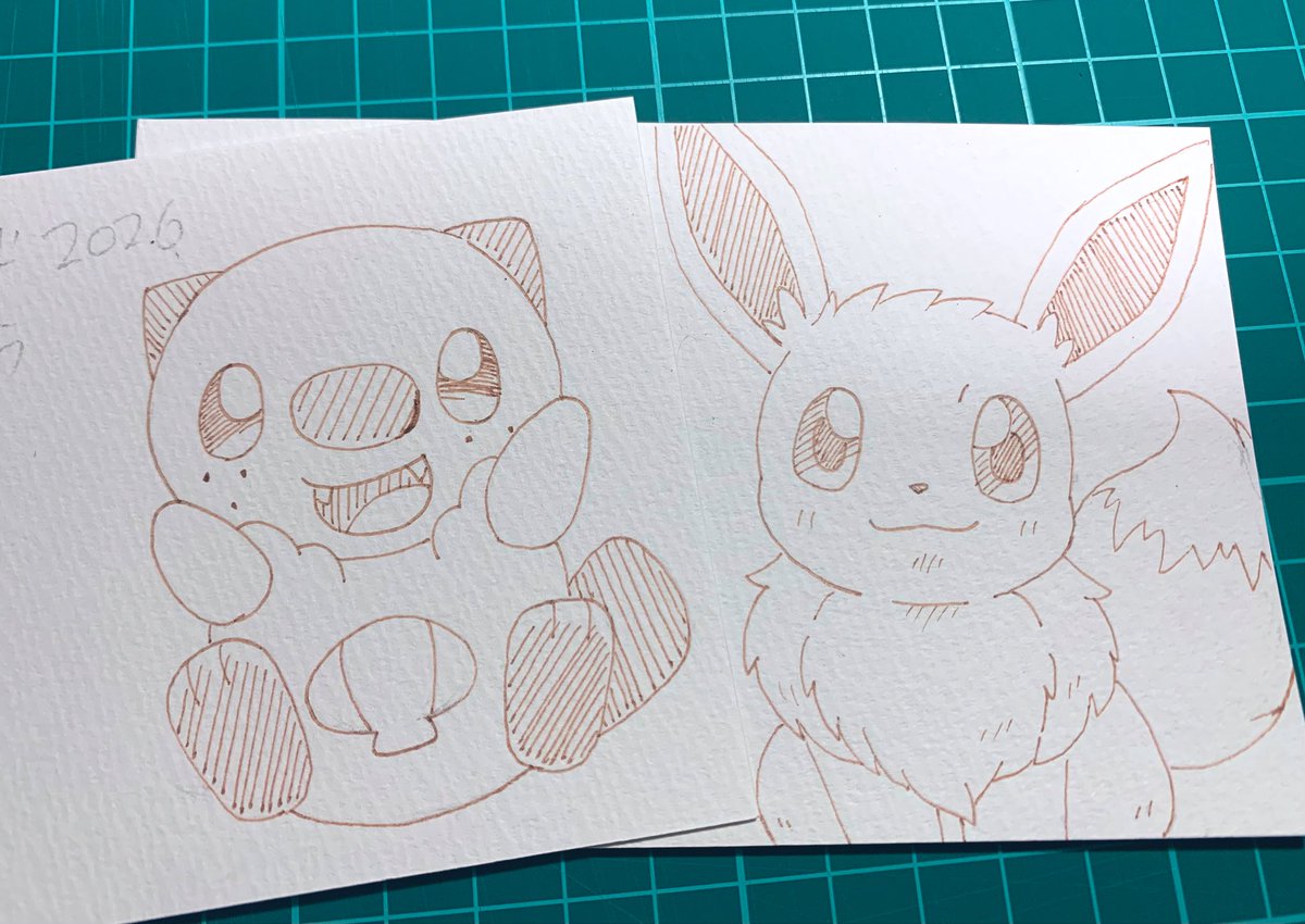 カレンダー参加者へ１枚１枚真心込めてサンキューカードを描いています。
添えるイラストはオリキャラだったり推しポケだったり☺️