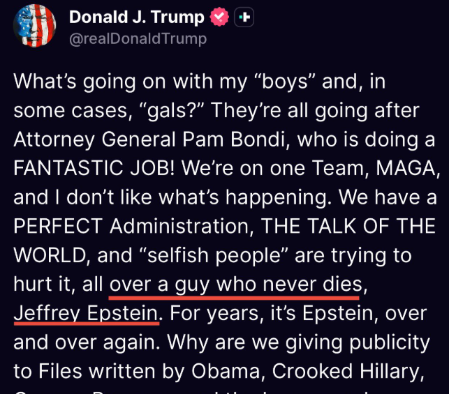 Trump just told everyone that Epstein is still alive lol