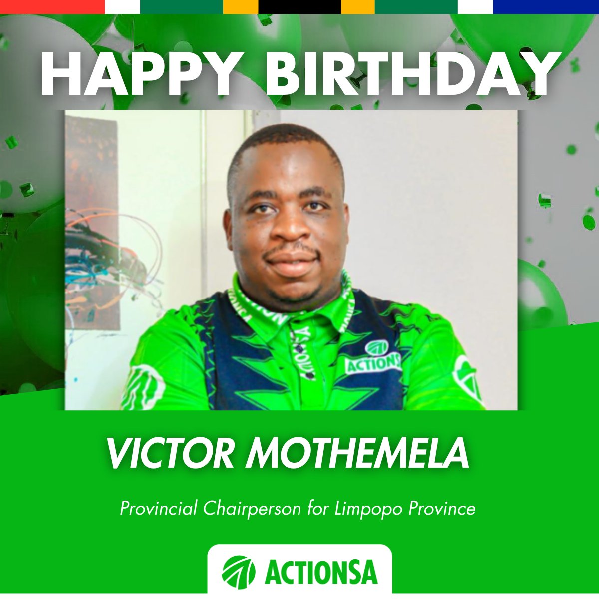 Happy Birthday to <a href="/Action4SA/">ActionSA</a> Limpopo Provincial Chairperson! <a href="/VictorMothemela/">Victor Mothemela</a>, May this special day mark the beginning of an incredible year ahead, filled with good health, wisdom, and continued dedication to serving the people of Limpopo.