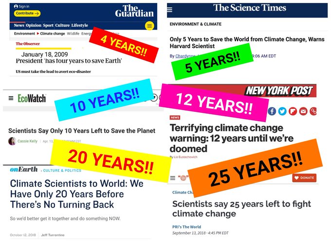 Not a single UN climate crisis actually took place in 37 years. Just a slick fear campaign using fake &amp; distorted science. The IPCC was created in 1988 to give plausibility. But it was just one more scam. The media, Google, universities &amp; western governments all joined the
