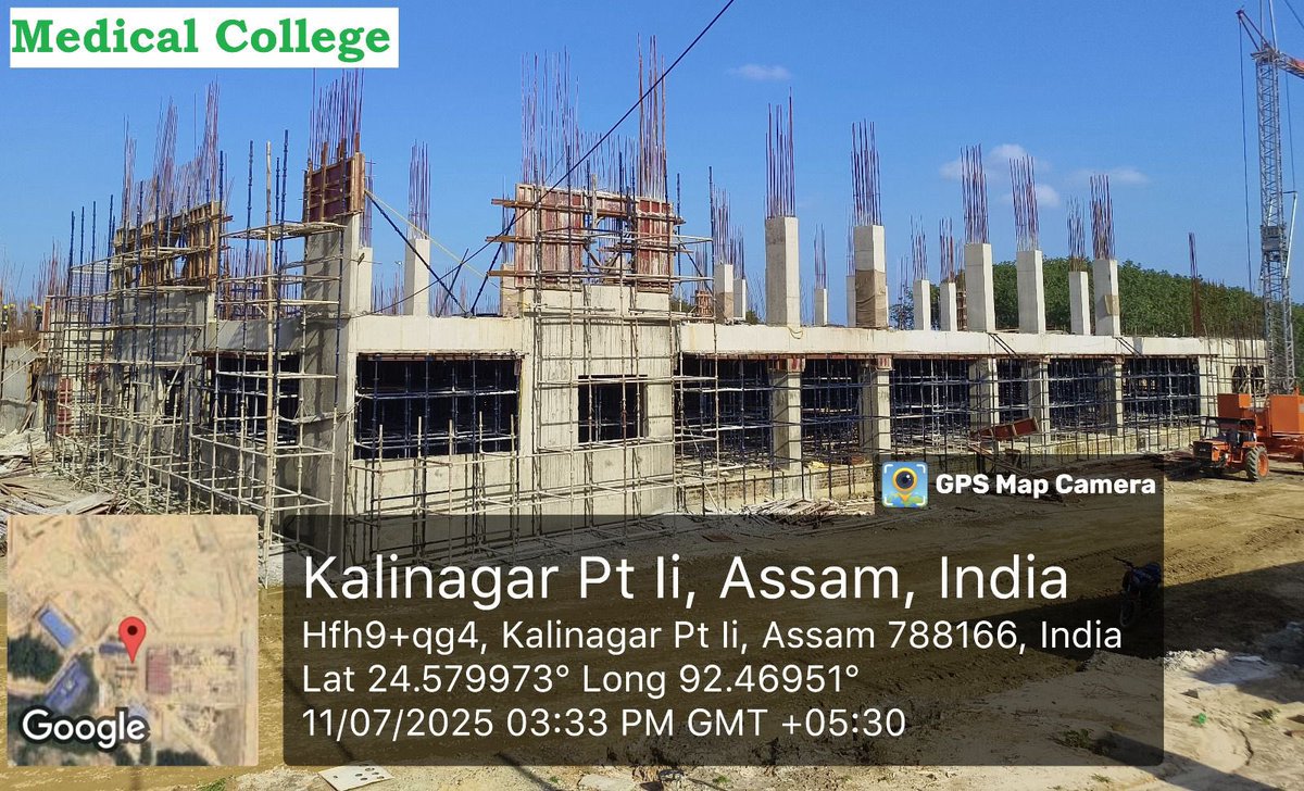 Inspected the ongoing construction of the New Medical College &amp; Hospital at Ramakrishnanagar in Sribhumi District on 12th July 2025.
The ₹675 crore project, which commenced earlier this year, is scheduled for completion by March 2027 and has so far achieved approximately 20%
