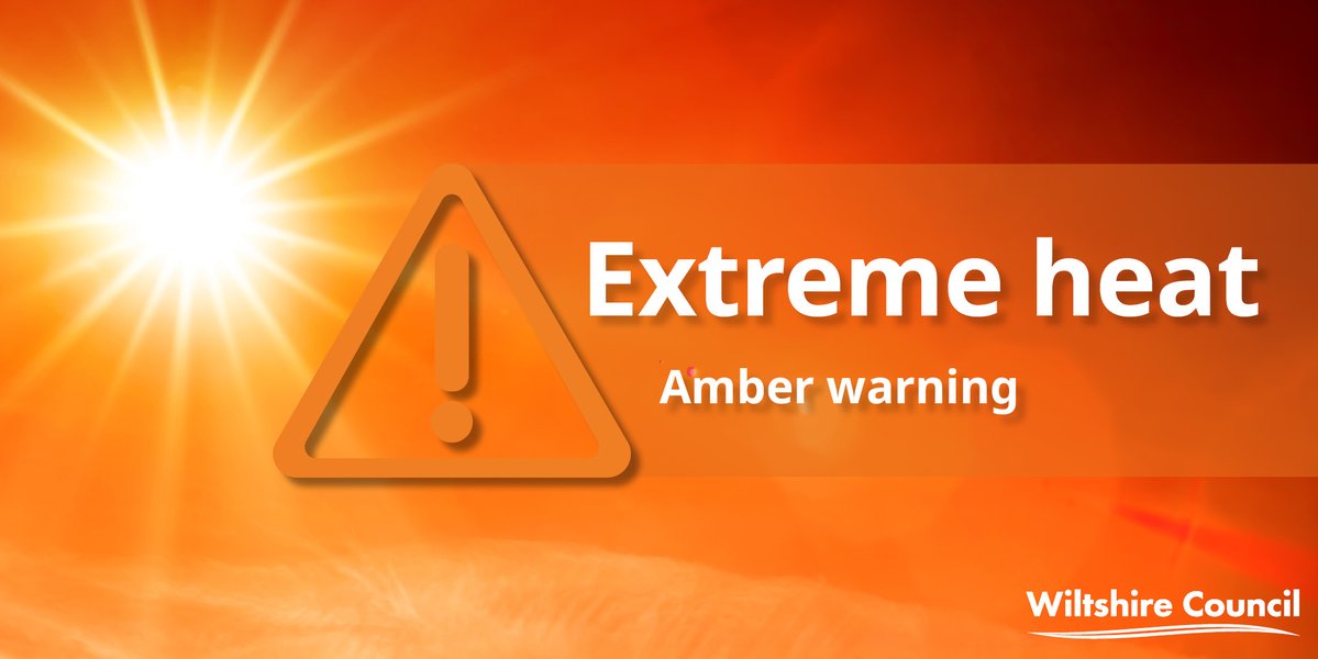 Another hot day expected in Wiltshire today.

Please take these steps to stay well: 

💧 Stay hydrated
🧴 Wear sunscreen
⛱️ Find shade
💊 Carry your medication / inhaler
💚 Check on elderly relatives / neighbours

More info 👉🏼 orlo.uk/VkjZO
