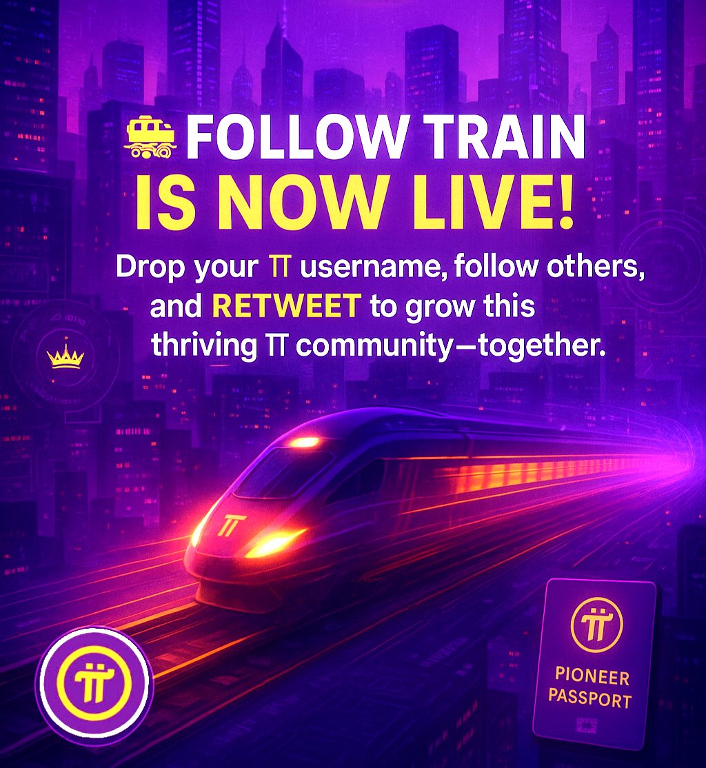 PiQueenMeta's tweet photo. 🚂 Pi Follow Train – Let's Connect! 🤝
Drop your USERNAME + hit RETWEET We are stronger united 🌐
#PiNetwork #Pioneer #PiCommunity