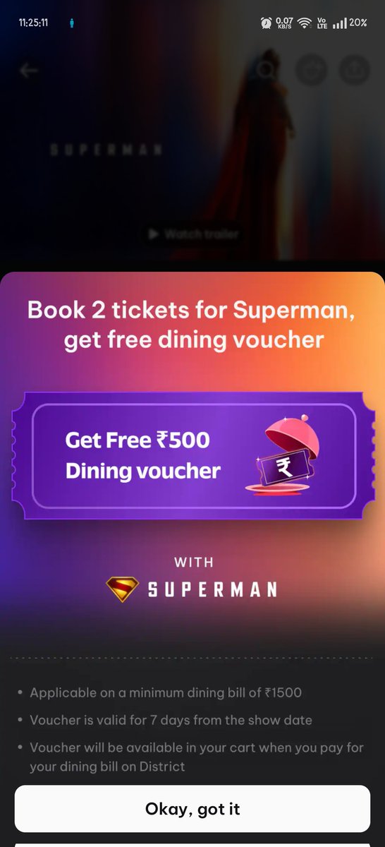 DrBikramTech's tweet photo. @lifeindistrict @WarnerBrosIndia This voucher not added to my account even after complaint to customer care.. I had booked the movie yesterday... @zomato https://t.co/QAhXTANx1s