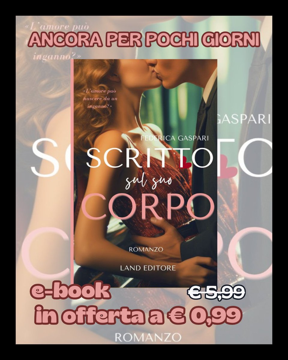 Ancora per pochi giorni potrete acquistare "Scritto sul suo corpo" al prezzo di €0,99
amzn.eu/d/gU7ZoSA