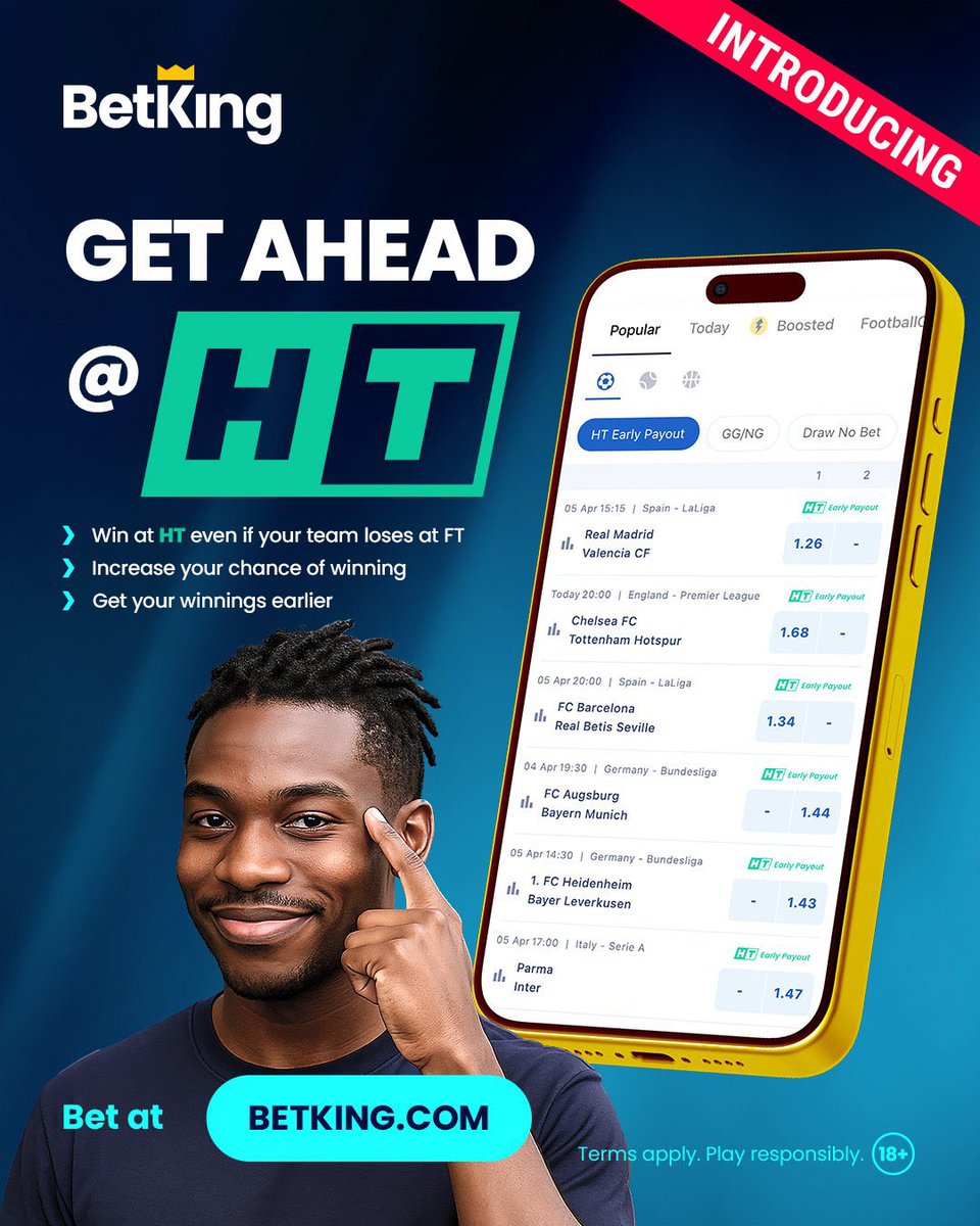 π Daddy Fernandes π π³π¬π²π½π¨π¦ (@kingkuti_) on Twitter photo Have you tried early pay out on <a href="/BetKingNG/">BetKing Nigeria π</a> ????
IF your pick is winning Half time, you WIN, regardless of the final outcome which is none of your business
If they still win full time. You still WIN!!!
Get Started: πππππ
bking.me/HT_early_payout Have you tried early pay out on <a href="/BetKingNG/">BetKing Nigeria π</a> ????
IF your pick is winning Half time, you WIN, regardless of the final outcome which is none of your business
If they still win full time. You still WIN!!!
Get Started: πππππ
bking.me/HT_early_payout
