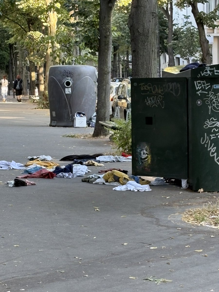 calphilippe's tweet image. #Montmartre #junot
@audmr 
Un dimanche 13/7 matin, qu’en sera-t-il après les fêtes des 13 et 14 juillet.
Les branches d’arbres sont la depuis l’orage de Juin, la benne à vêtements ouverte!
Qui peut voter pour cette équipe au municipales? #2026
#teampigs 
#lejoindre #badina