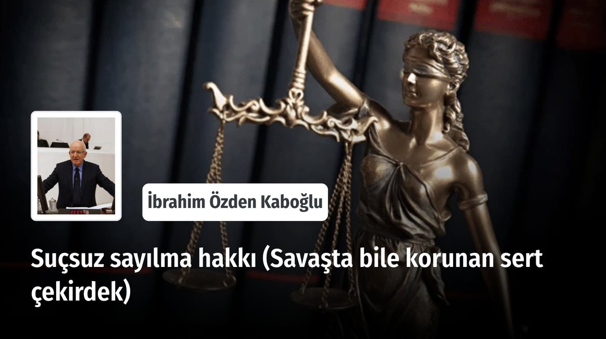 ❝ Anayasa’da sayılan ve tümüyle istisnai durumlara özgülenen koşullar çerçevesinde yakalama ve tutuklama dışında “kimse hürriyetinden yoksun bırakılamaz” ❞

✍️ İbrahim Özden Kaboğlu (<a href="/ibrahimkaboglu/">İbrahim Özden Kaboğlu</a>) yazdı.

Okumak için ➡️ yeniarayis.com/yazi/sucsuz-sa…