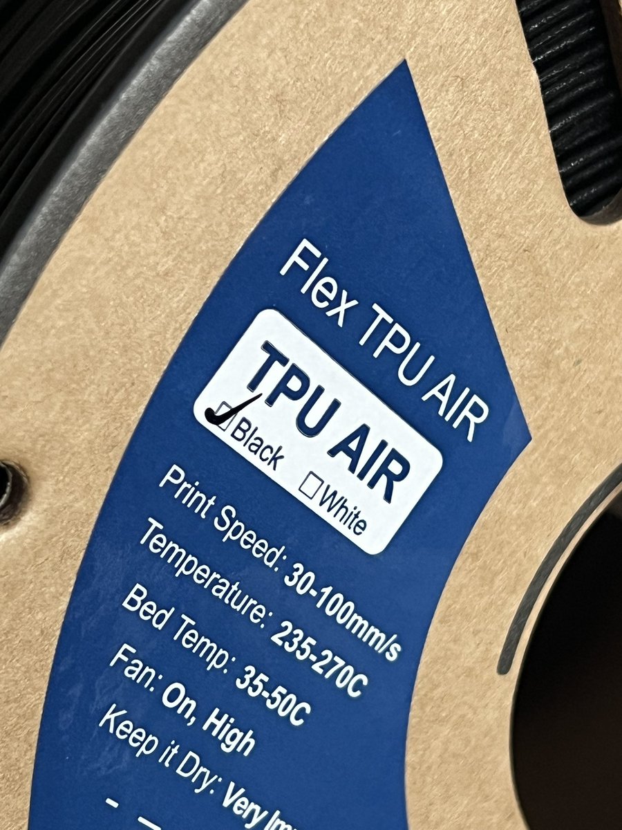 grafitomi's tweet image. Got the chance to play with @SirayaTech TPU Air filament.

It’s really feels like EVA foam after printed. The softness of the tpu depends on the printing temperature.

Pro tip: don’t let the extruder pull from the heavy spool. Provide friction free feed to extruder.