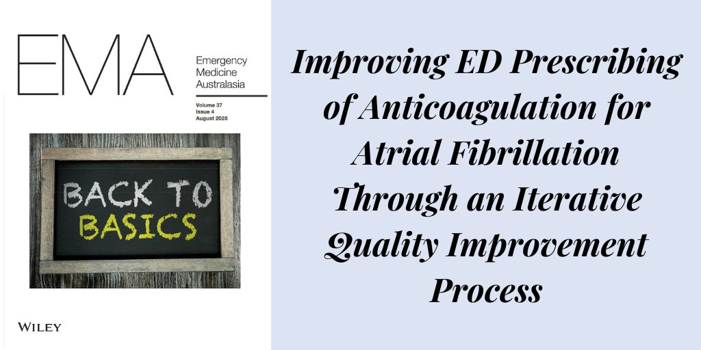 EMAJournal's tweet image. The impact of an ED atrial fibrillation pathway on anticoagulant prescribing
doi.org/10.1111/1742-6…
@laurajoycenz
@WileyHealth @acemonline