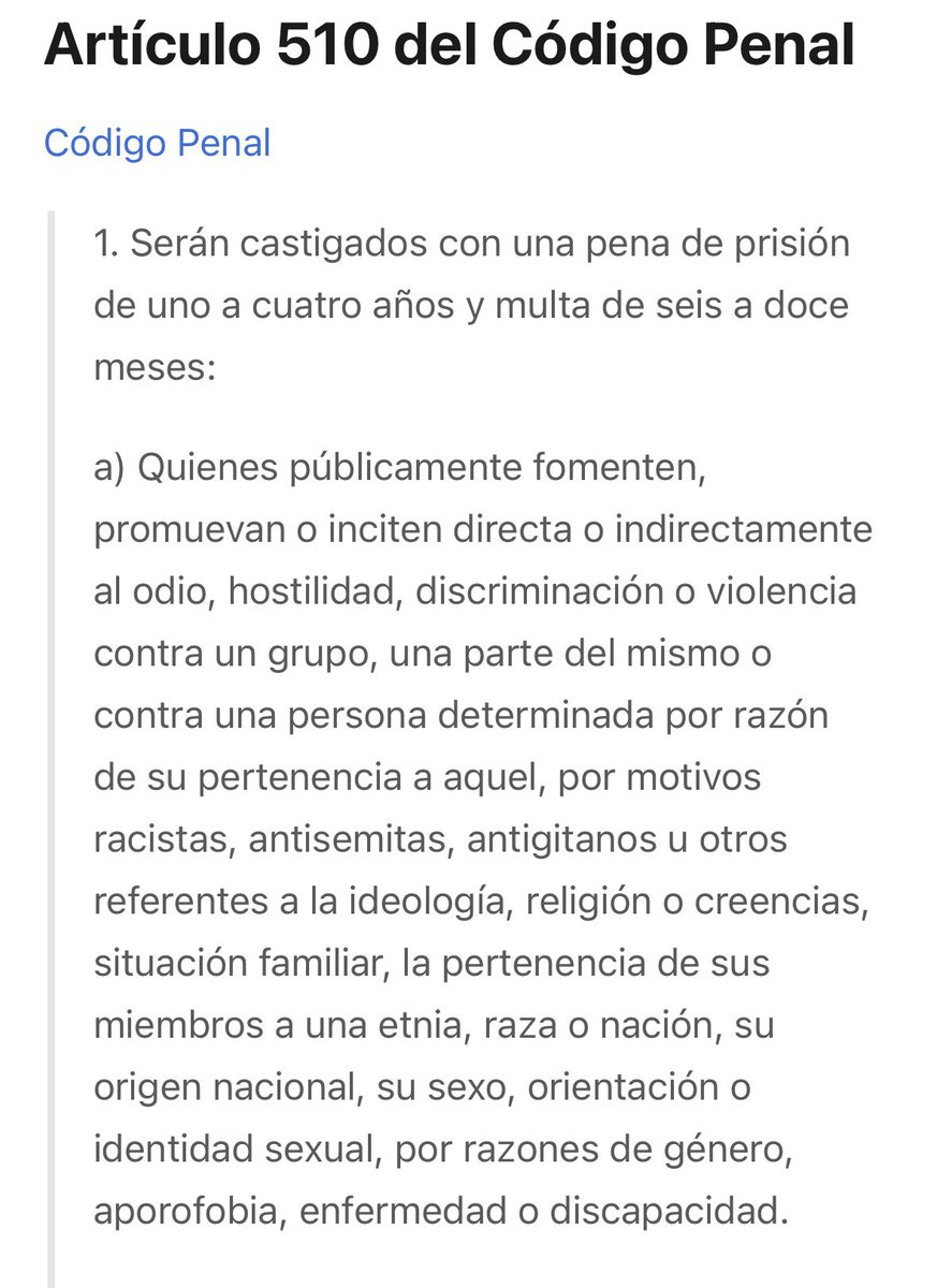 Tanto el artículo 510 del código penal como el artículo 9-a (causas de ilegalización) de la Ley de Partidos son de lectura obligada tras lo que pasó anoche en Torre Pacheco.