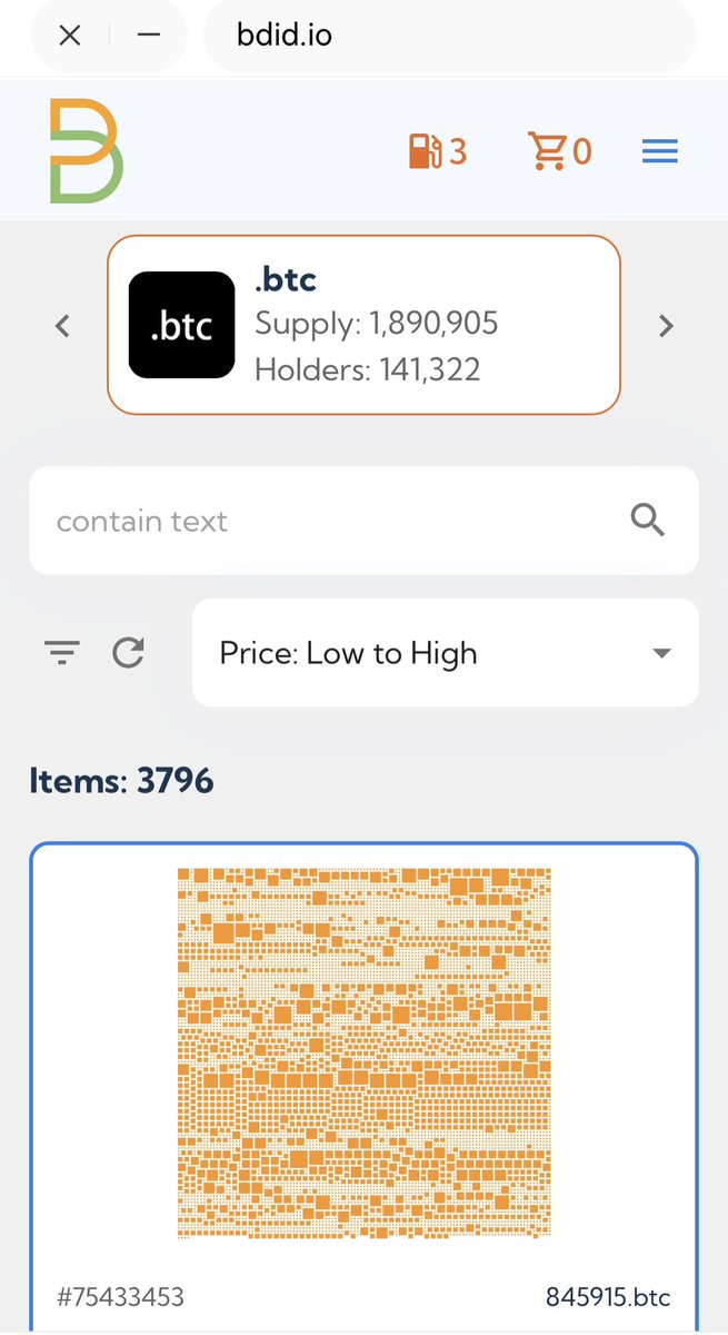 2025.7.13🔥比特币突破历史新高，BTC链上龙头NFT和DID资产开启增长📈

.btc注册总量达1890905个(➕3442)
.btc持有地址141322个
2D地板=26.btc=0.09B=$10565
3D地板=931.btc=0.005B=$586
4D地板=7939.btc=$51
5D=2.5U；6D=1U；BTC=$117390

.btc域名两日成交35个：
117.btc=$577
683.btc=$436