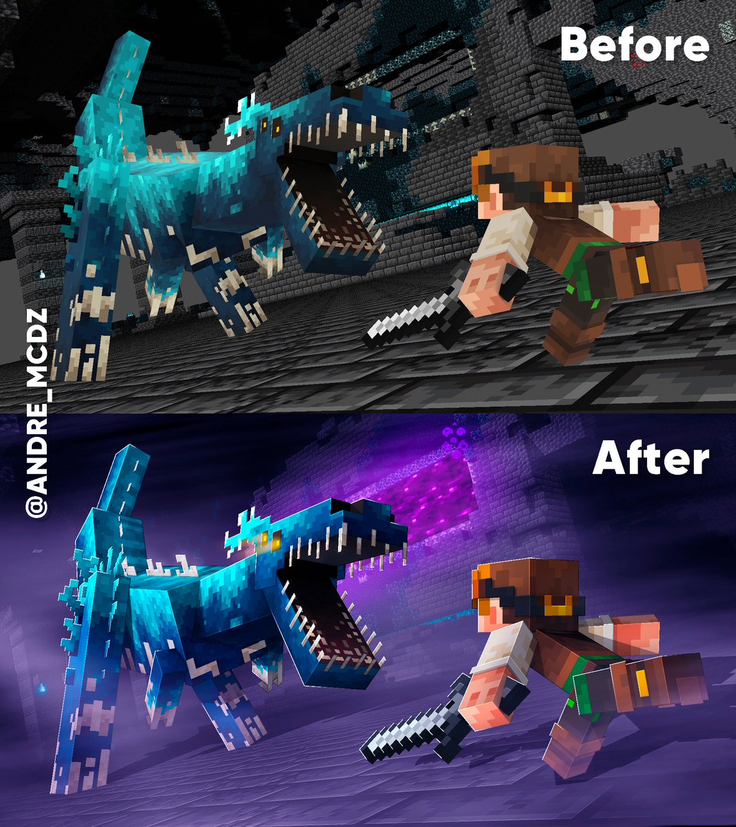 Before &amp; after i opened Photoshop🌚

x.com/andre_mcdz/sta…