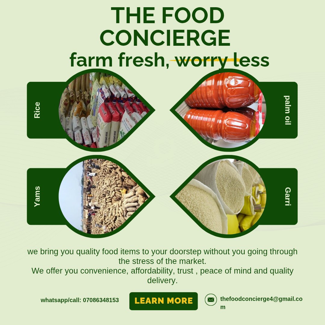 doctorofselling's tweet image. Why Do Most People Stay Broke Despite Having Great Business Ideas?

🧵🪡

WhatsApp/call: 07086348153
Email: thefoodconcierge4@gmail.com 

#TheFoodConcierge #WeAreLive #FreshFoodDelivery #HealthyLiving #FarmFresh #BrandLaunch #Foodie #TrustAndConvenience #YourFoodAssistant