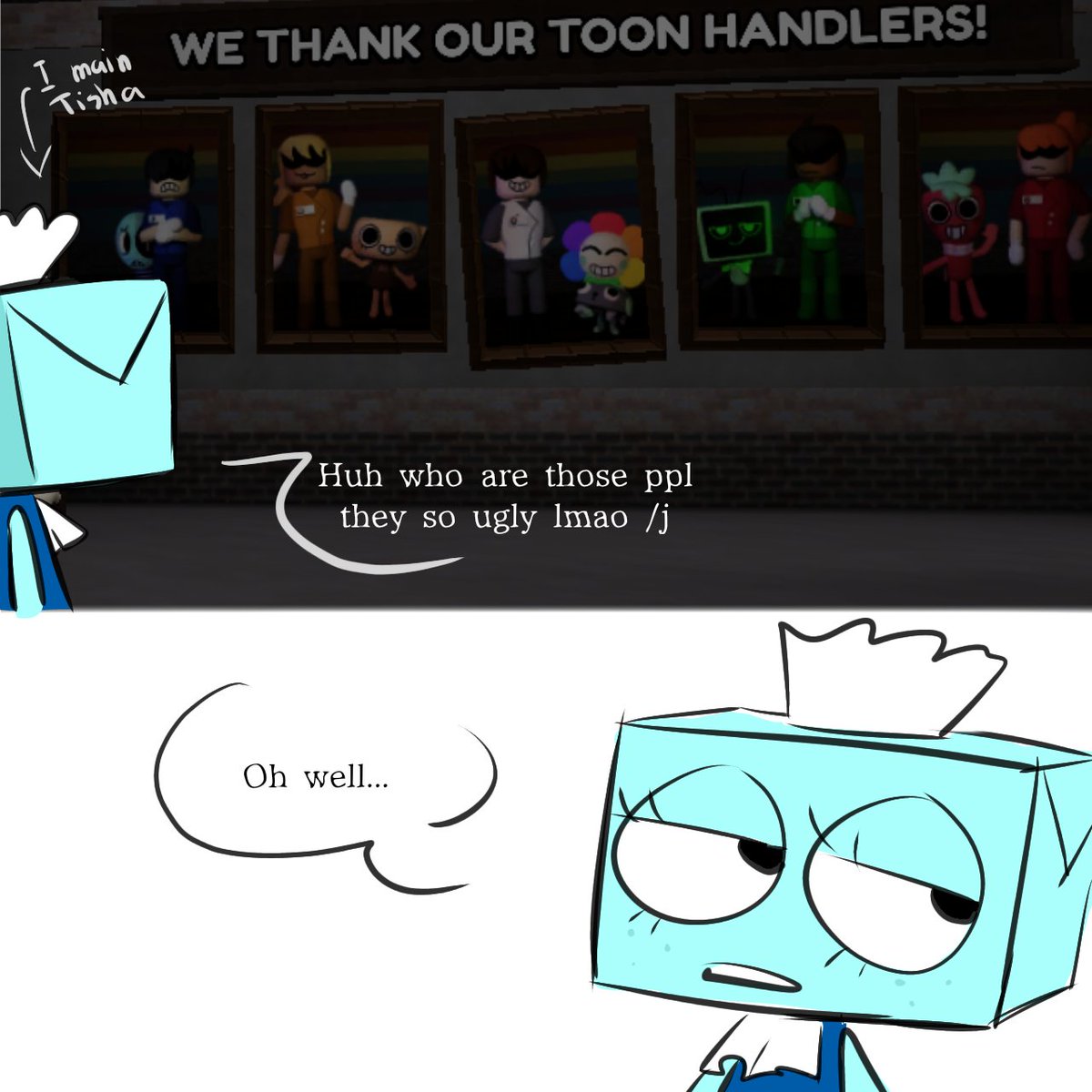 Aneemonerss's tweet image. I wanna share my little lore
About me first meeting the T.handlers LOL #dandysworld