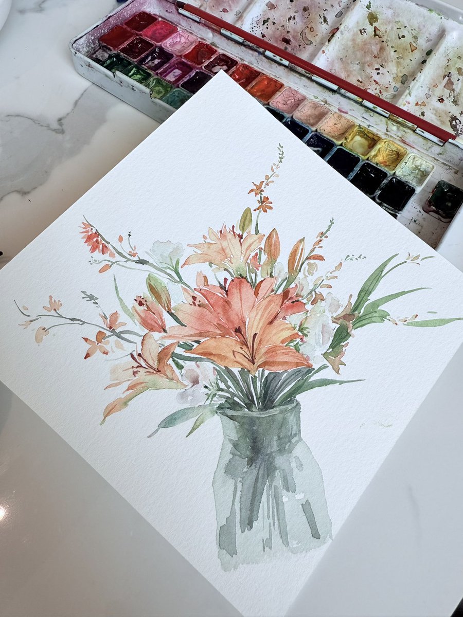 DingpingCn's tweet image. ホテルに飾ってあったお花(はな)
#watercolorpainting #art #watercolor #watercolorart #drawingart #水彩画