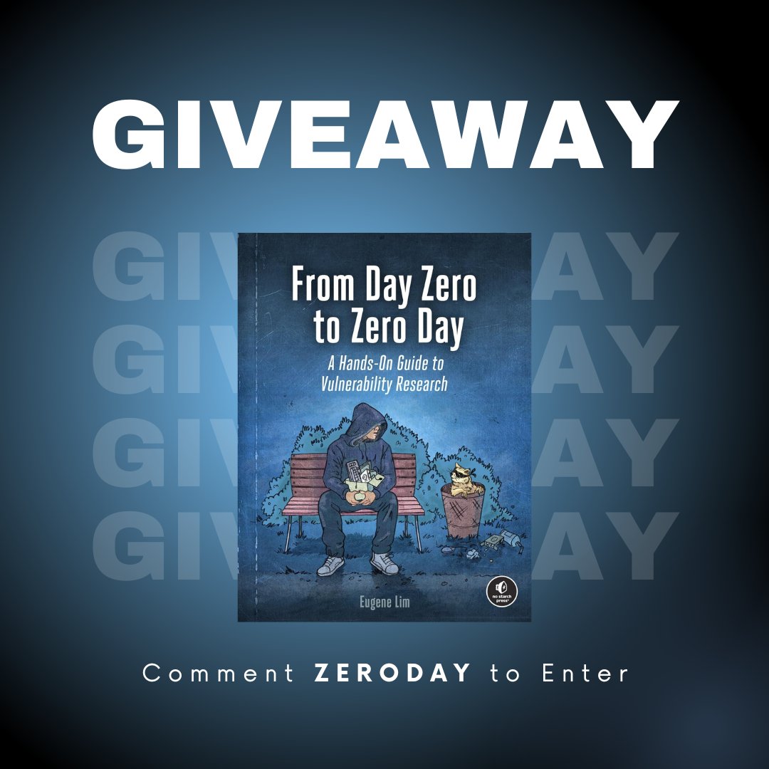 To celebrate <a href="/spaceraccoonsec/">spaceraccoon | Eugene Lim</a>'s new book launch, I’m giving away a copy of "From Day Zero to Zero Day" (it may be an ebook if I can’t ship).

Comment ZERODAY below, and I’ll DM you the link to enter (Make sure your DMs are enabled so I can message you).

Good luck! #BugBounty