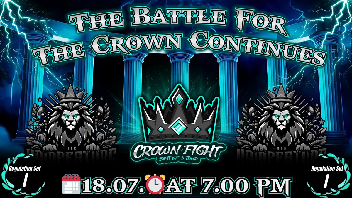 kampfstube's tweet photo. 👀Hey Trainer`s! 💪
🥊The Battle for the Crown continues🥊
✨Crown Fight Bo3 Tour👑 
📑Regulation I
🔢at least 5 Swiss rounds👉Top 8 Cut
♻️Retweets are very Appreciated!🔥
🔗Link:
https://t.co/dDAplkki4l
#CrownFight #PokemonVGC #Tournament #OnlineBattles #Pokemon #vgc #kampfstube https://t.co/2oxJOlUhzp