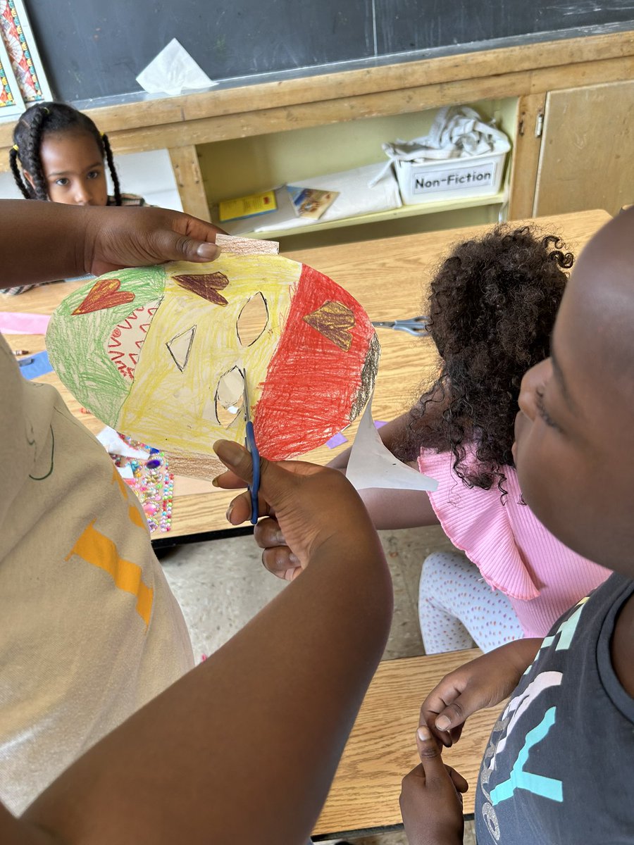 In storytelling &amp; community identity, the African masks crafted from different materials are used in various ceremonies. African Heritage Program Jk-1 learners had so much fun with instructor Brimpong connecting their learning to the continents history. #CelebrationsandTraditions