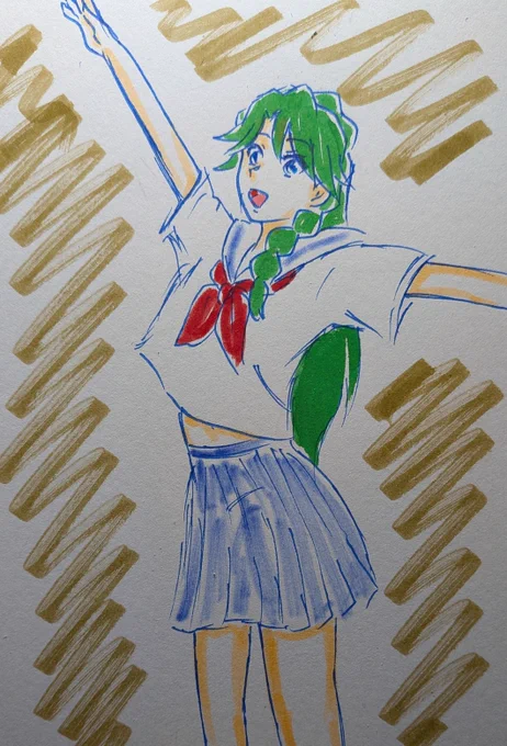 #ゴープリ10周年なので海藤みなみさん3733枚描いてお祝い (681.682) 「セーラー服の日」未練らくがき。